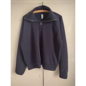 Spanx Active AirEssentials Stretch Quarter Zip Pullover Sweatshirt Black Sz XL